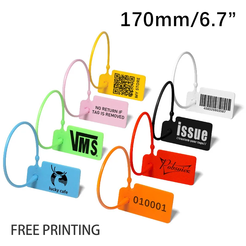 100 Personalized Logo Hang Tag Disposable Custom Plastic Printed Garment Clothing Shoe Product Brand Size Label Tags 170mm/6.7\