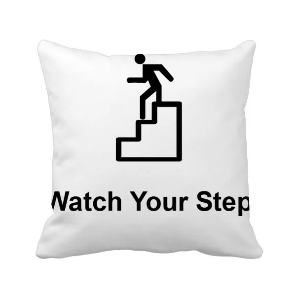 Watch Your Step Black Symbol Pattern Throw Pillow Square Cover