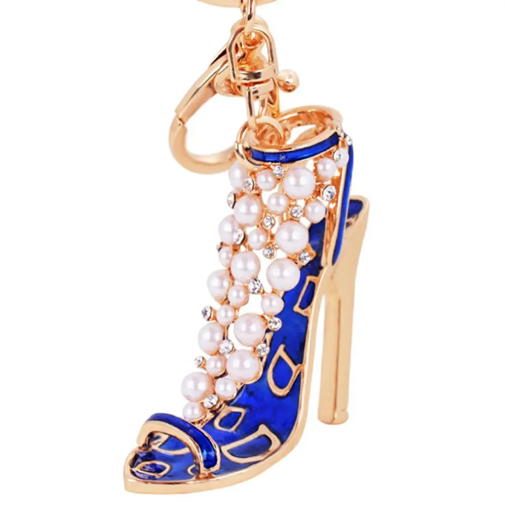 New Shining Rhinestone Crystal High Heels Shoes Keychain Women Lovely Meter Alloy Handbag Car Chains Holder Key Ring Gift