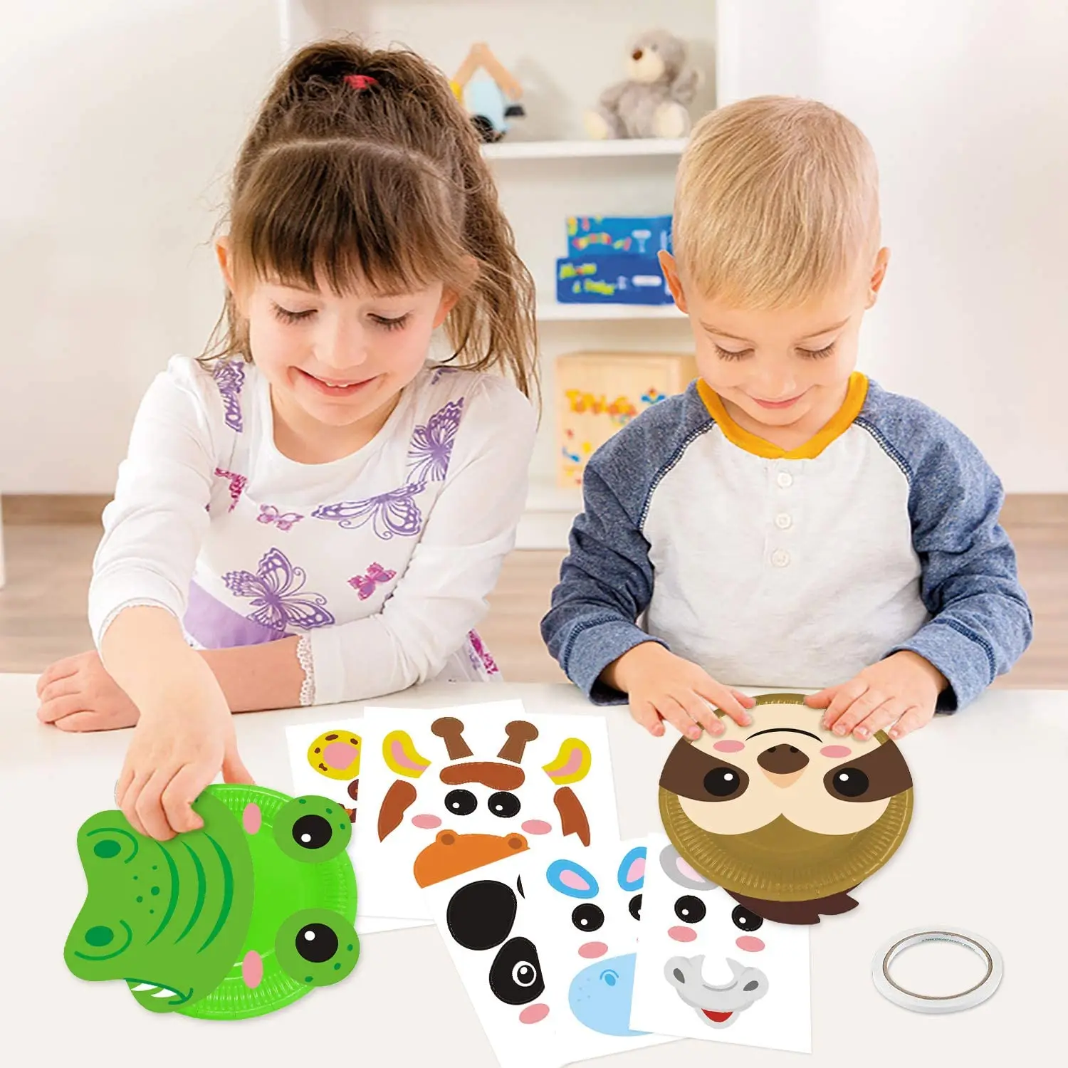 Animal Paper Plate Art Kits Kids DIY 3D Animals Craft Sticker Card Project Teaching Supplies Preschool Toddler Boys Girls