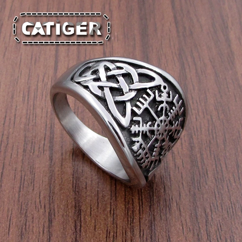 Vintage 316L Stainless Steel Nordic Viking Ring Custom Amulet Rune Scandinavian Odin Symbol Rings Men Jewelry