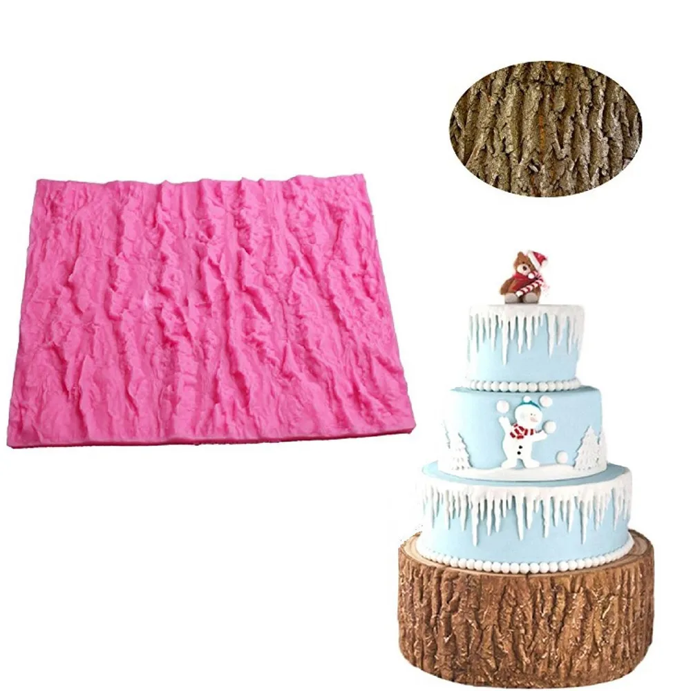 Fondant Impression Mat Sugarcraft Baking Mold Tree Bark texture Design Silicone Cake Cupcake Decorating Supplies Weeding Party