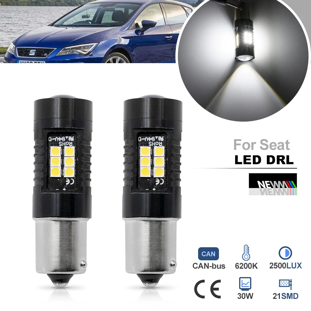 

For Seat Alhambra II Exeo Ibiza León III Toledo IV BA15S 1156 P21W LED Daytime Running Light Bulb No Flicker Canbus Car Headlamp