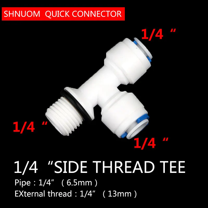 1/4 "Phía Nam Chỉ Nhanh Chóng Kết Nối 1/4" Ống Bằng Loại T Nước Hợp Với Hàn Kín Vòng Ngược thẩm Thấu Bể Cá Tee