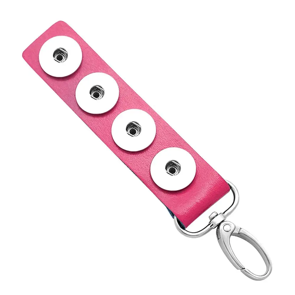 PJ8002 Hot sale new 4 buttons Hangable 10 colors leather snap Keychains fit DIY 18MM snap buttons snap jewelry wholesale