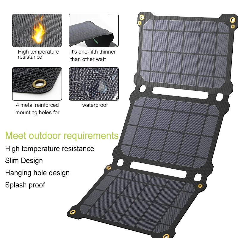 ALLPOWERS-Panel Solar portátil de 5V y 21W, Cargador USB para teléfono móvil, batería plegable para acampar al aire libre