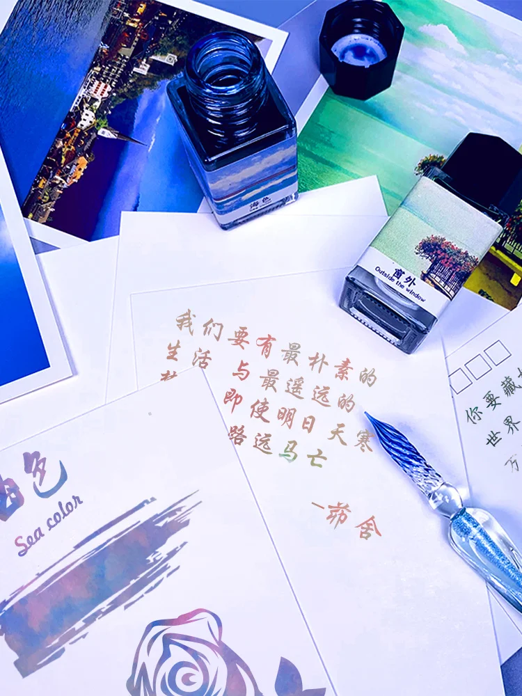 Jin Shen Chromatography Ink Gradient Sheen Color Ink Glass Dip Pen Special Non Carbon Non Blocking Pen Ink