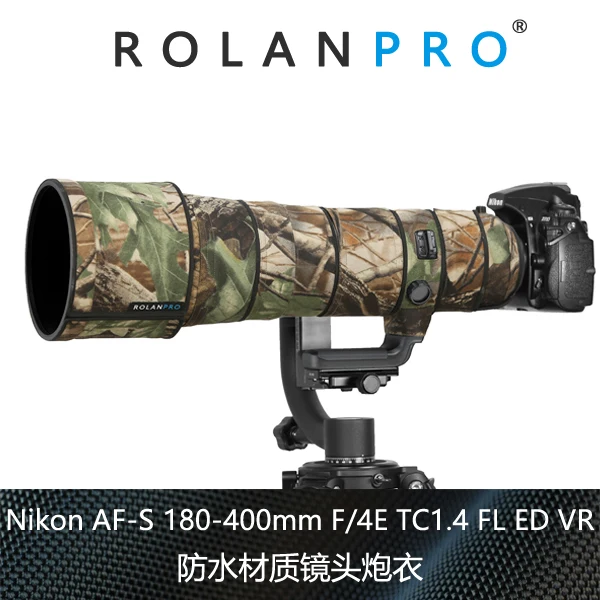 ROLANPRO Waterproof Lens Coat for Nikon AF-S 180-400mm F/4E TC1.4 FL ED VR Camouflage Lens Cover Guns Case Protective Seelve Cas