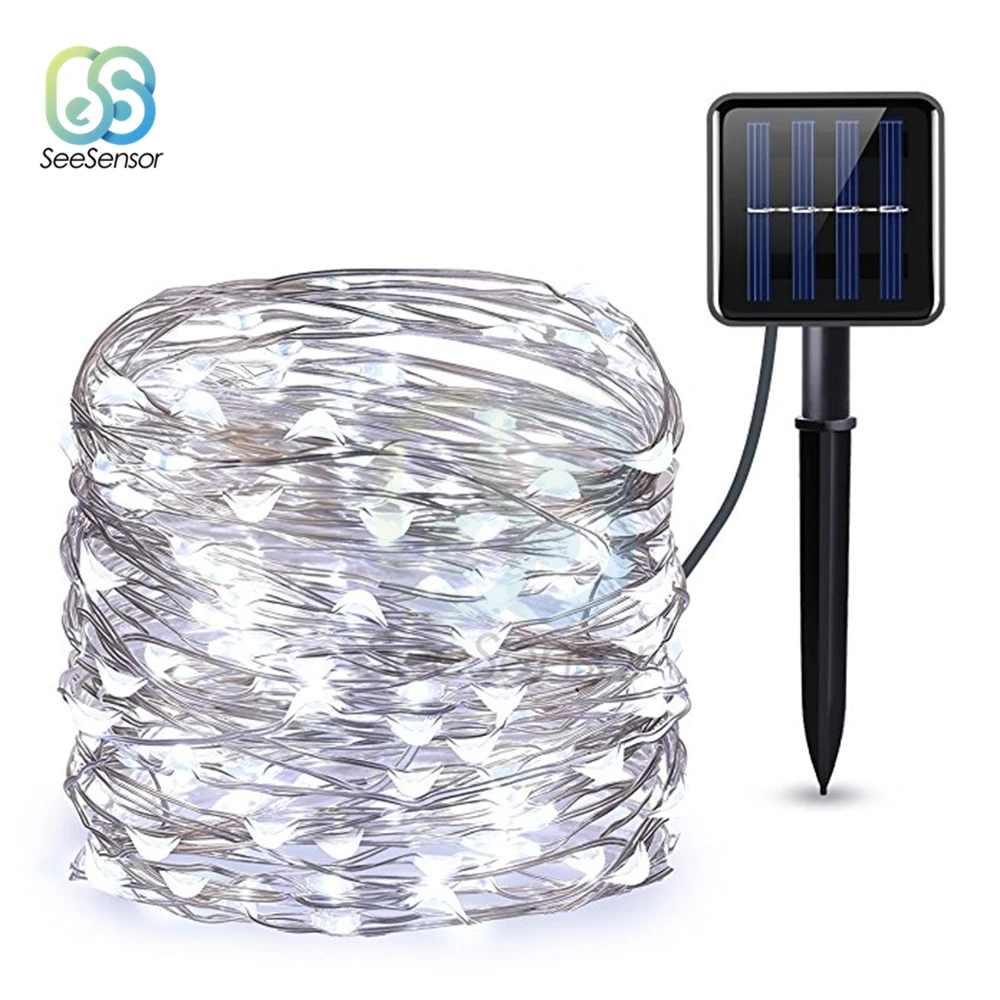 

LED Outdoor Solar Lamp String Light Fairy Holiday Christmas Lights 12m 100LED Copper Wire Wedding Party Decor Lamp Garland