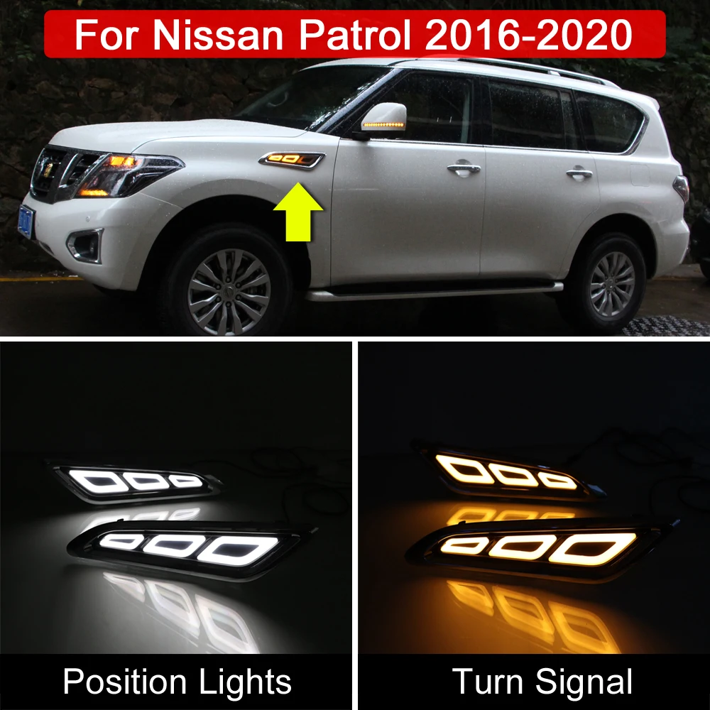 

LED Side Fender Marker Lamp For Nissan Patrol 2016 2017 2018 2019 2020 Amber Turn Signal Light White Running Position Lights