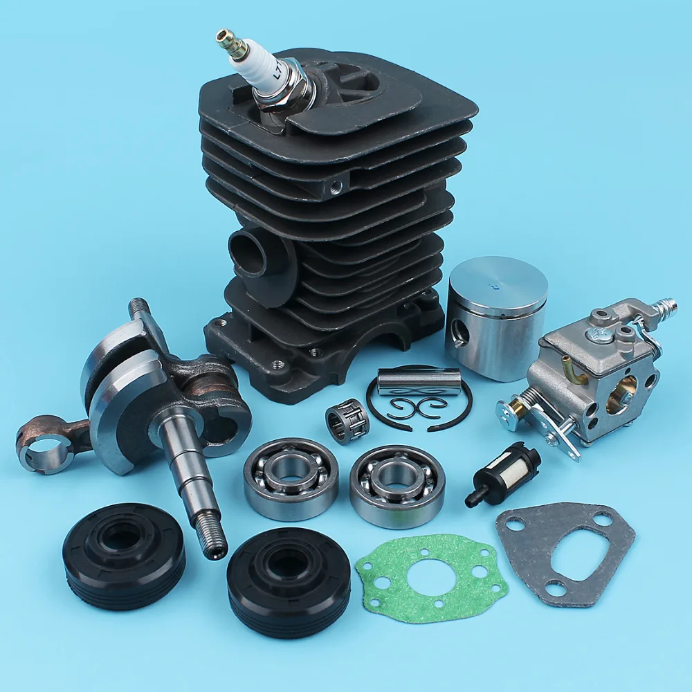 Imagem -05 - Cilindro Pistão Virabrequim Carburador para Husqvarna 136 137 141 142 Motosserra Rolamento Selos de Óleo Filtro Gaxeta Nikasil Chapeado 38 mm