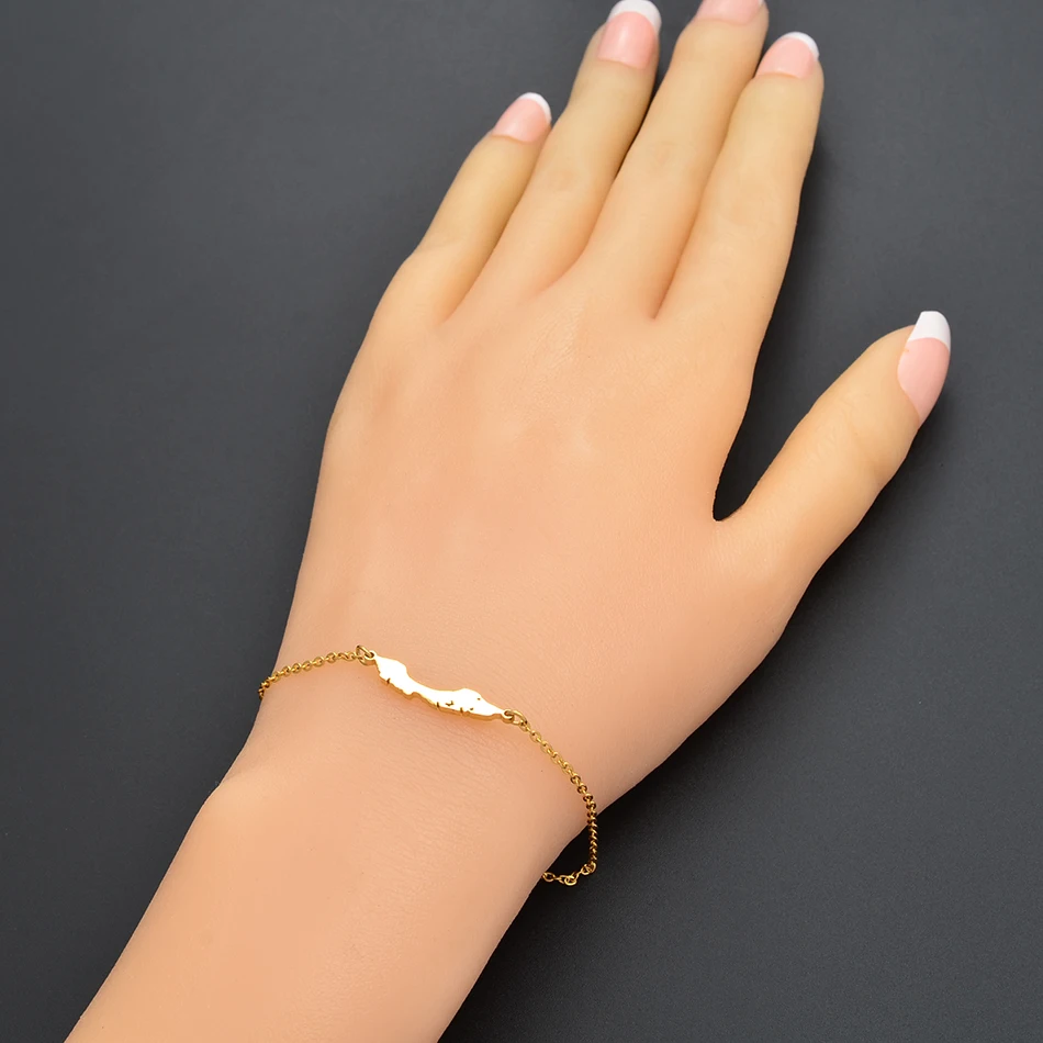 Anniyo 18cm + 3cm Curacao Bracelet Women Girls Gold Color Stainless Steel Netherlands Jewelry Hand Chain Bangles #119021