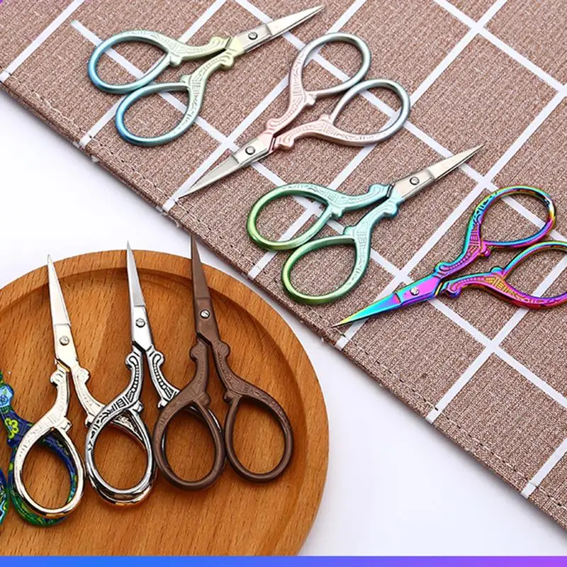 Retro Sewing Needlework Scissors Stainless Steel Household Embroidery Thread Scissors Handicraft Tools Pruning Tailor Scissors