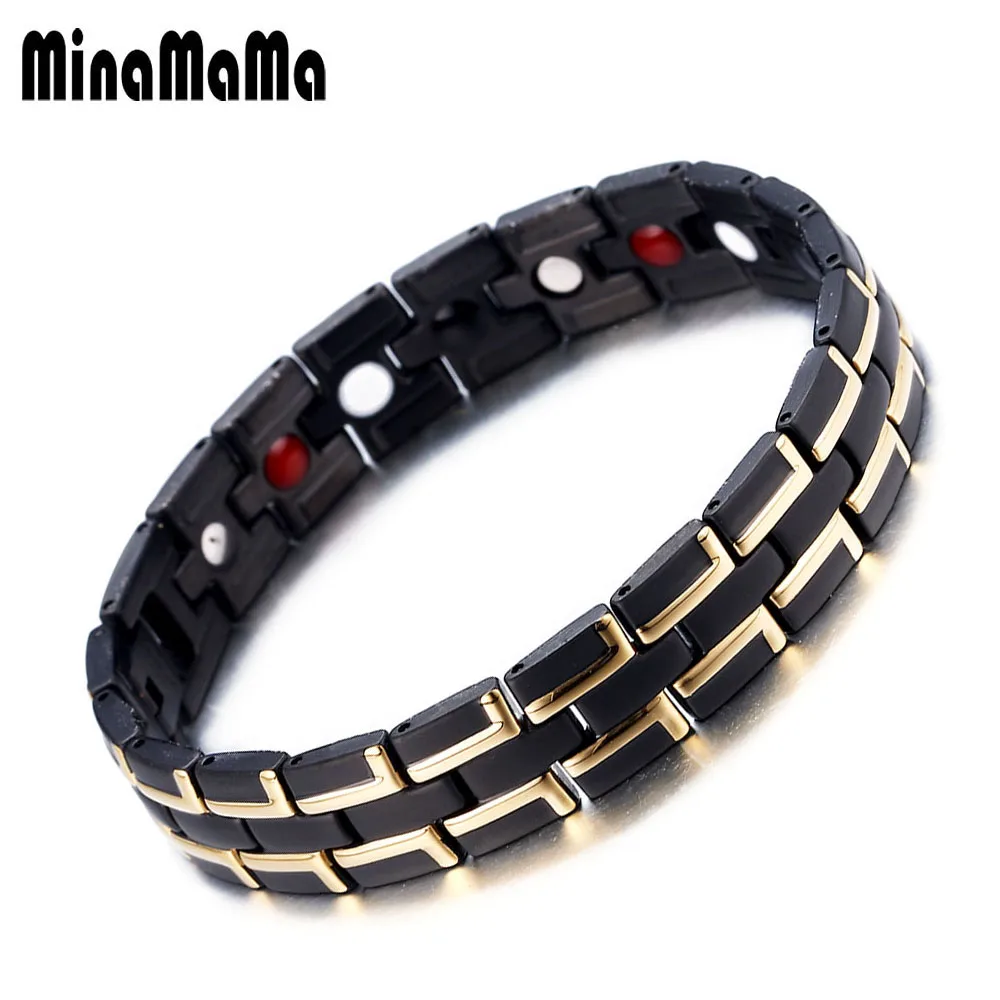 

Black Stainless Steel Magnetic Bracelet for Women Men Energy Bracelets Health Jewelry