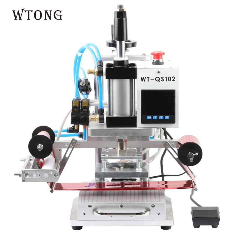 Пневматическая Бронзирующая машина для выдвижного типа WTONG -QS102, термопресс для искусственной кожи, бумаги, визиток, логотипа, маркировочная машина для пластика и дерева