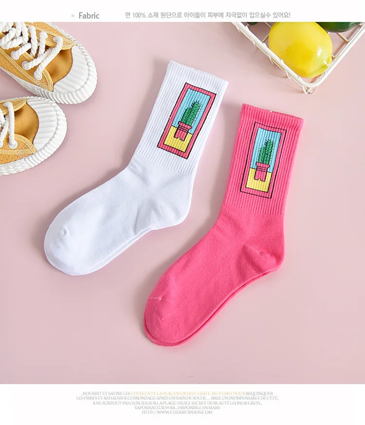 Women\'s Socks Japanese Cotton Colorful Cartoon Cute Funny Happy kawaii Moon strawberry cactus Socks for Girl