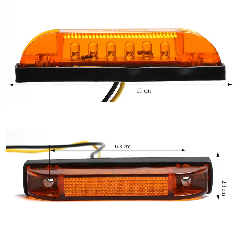 10PCS Amber Side Light Truck Boat Trailer Truck RV Sealed Marker Lamp Slim Line Led Utility Strip Light 12V Truck Trailer Boat