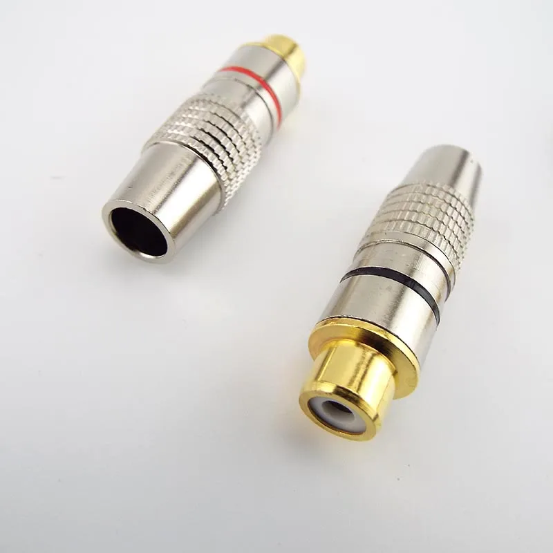 2/10 Buah Colokan Jack Betina RCA Berlapis Emas Konektor Adaptor Video Audio Solder Konverter Betina Rca untuk Kabel Koaksial