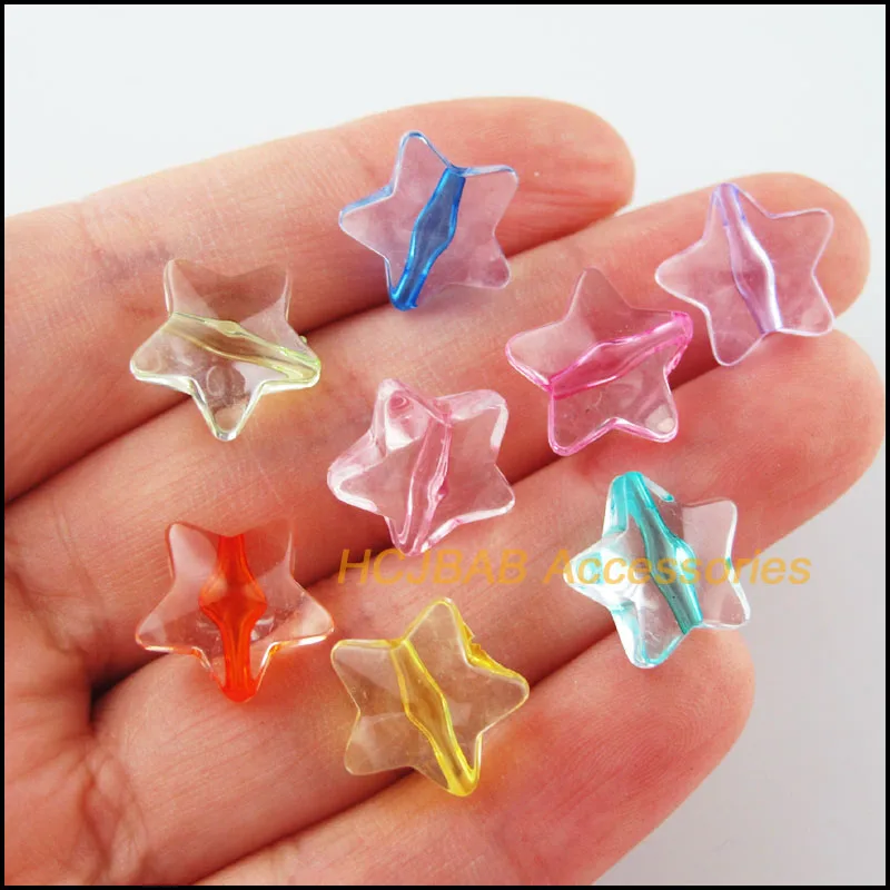 45Pcs Mixed Clear Acrylic Plastic Star Spacer Beads Charms 14mm