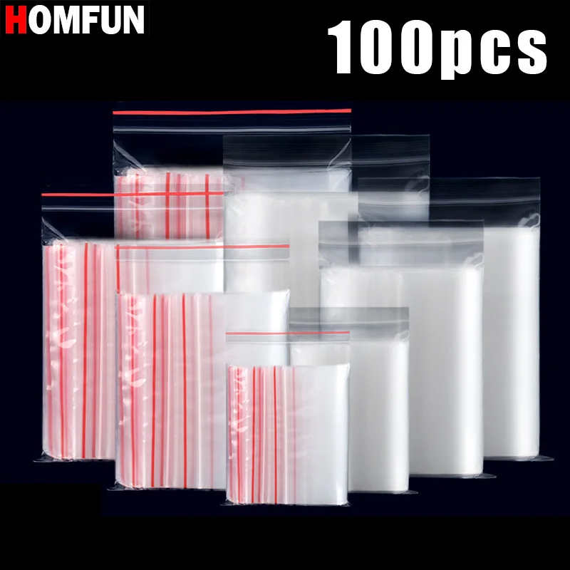 HOMFUN 100pcs/lot 5D DIY Diamond Painting Tools Plastic Self Adhesive Bags Drills Glued Stone Storage Sealing Bag Craft Supplies