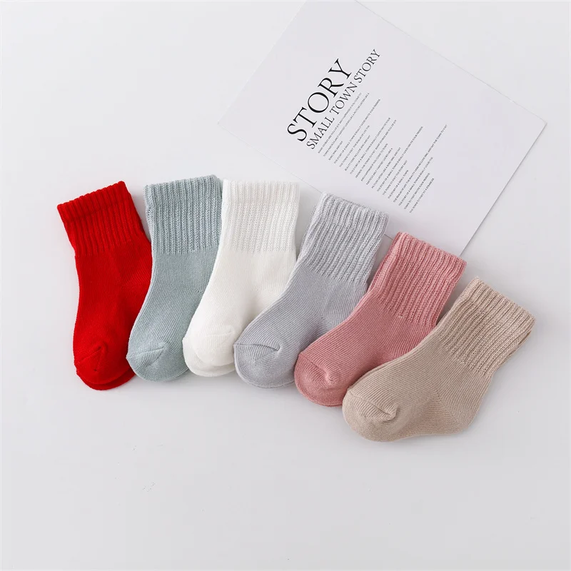 Lawadka 0-12Month Newborn Baby Boy Girl Sock Cotton Solid Soft Infant Socks for Girls Boys Spring Autumn Korea Style 6Pairs/set