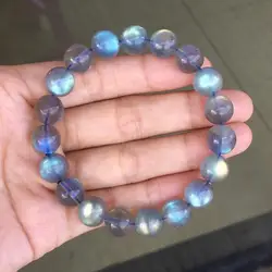 Natural Rainbow Labradorite Blue Light Clear Round Beads Bracelet Women Men 10mm 11mm 12mm 13mm 14mm Labradorite Moonstone AAAAA