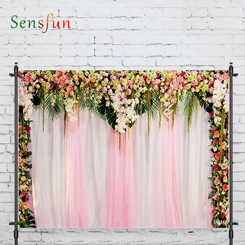 LEVOO Photographic Background Yarn Flower Wall Wedding Welcome Door Backdrop Photo Shoot Photocall Photobooth Prop Custom