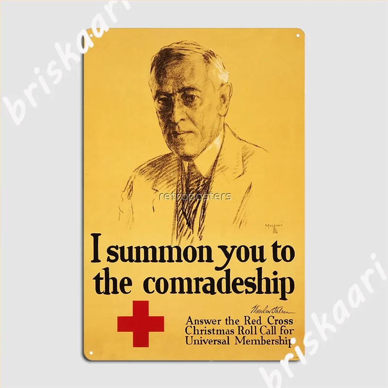 I Summon You To The Comradeship Answer Red Cross Membership Poster Metal Plaque Designing Wall Decor Tin Sign Poster