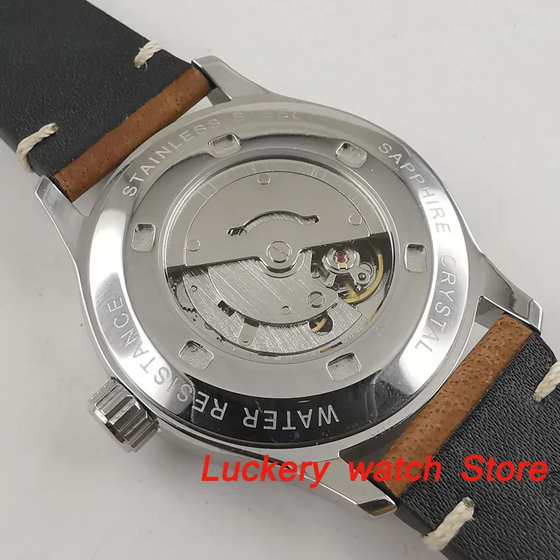 42mm herren uhr schwarz sterile zifferblatt Weiß mark mit leucht display sapphire glas Automatische watch-CA51