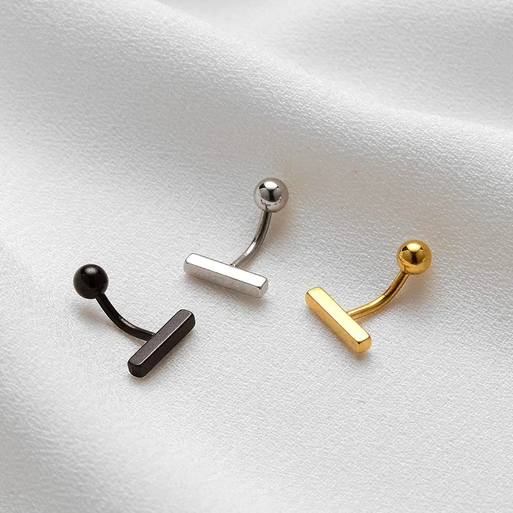 New Small Belly Button Rings Stainless Steel Dainty Nombril Ombligo Bar Navel Ring For Women Men Body Piercing Jewelry