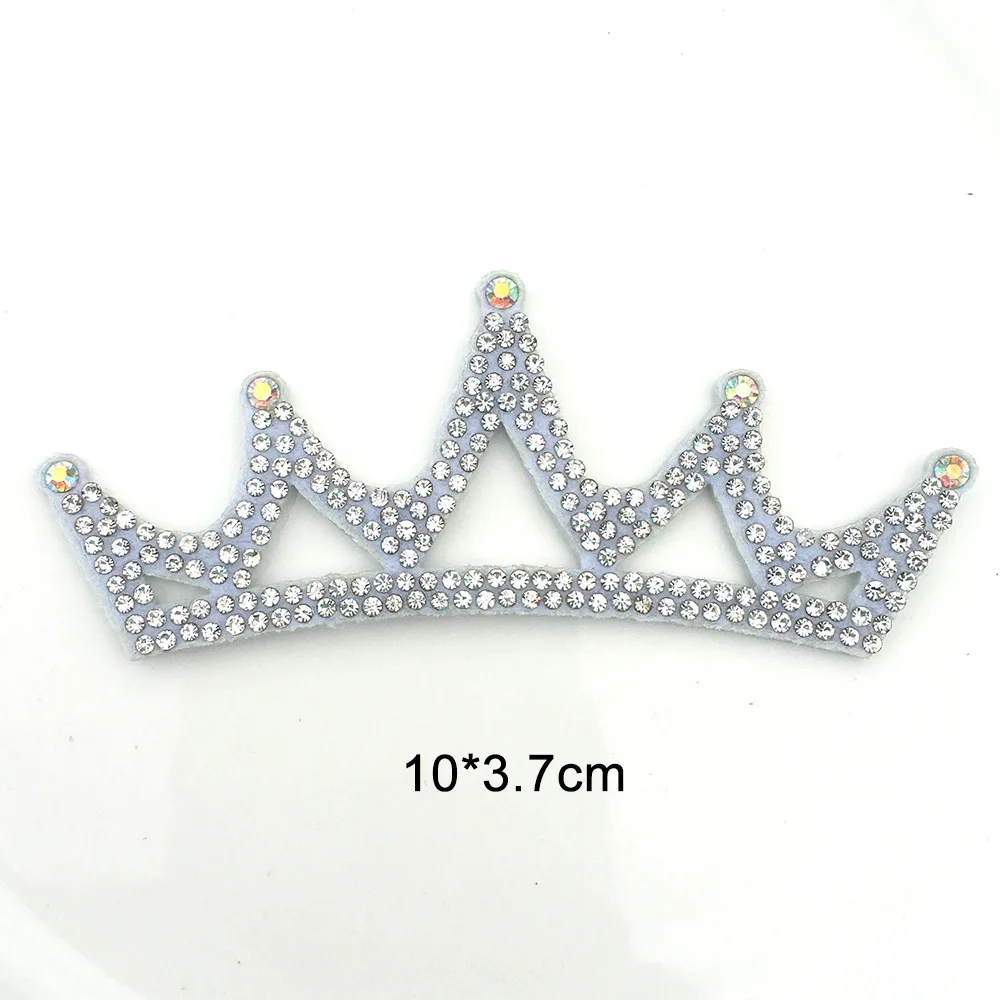 10Pcs/Lot Multi Style Felt backside Diamond Crown Patches Appliques for DIY Headband Material And Christmas hat Accessories