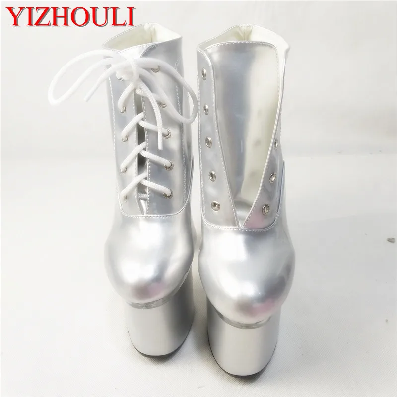 

Newest Sexy Cool 18cm Ultra thick High Heels Women Boots ,Fashion Pu leather Peep toe Pumps Shoes, Women's Ankle boots