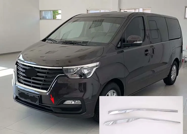 

Chrome Front Grille Around Fog Molding Cover Trims For 2018-2019 Hyundai Grand Starex H-1 Strips Decoration Line 2PCS