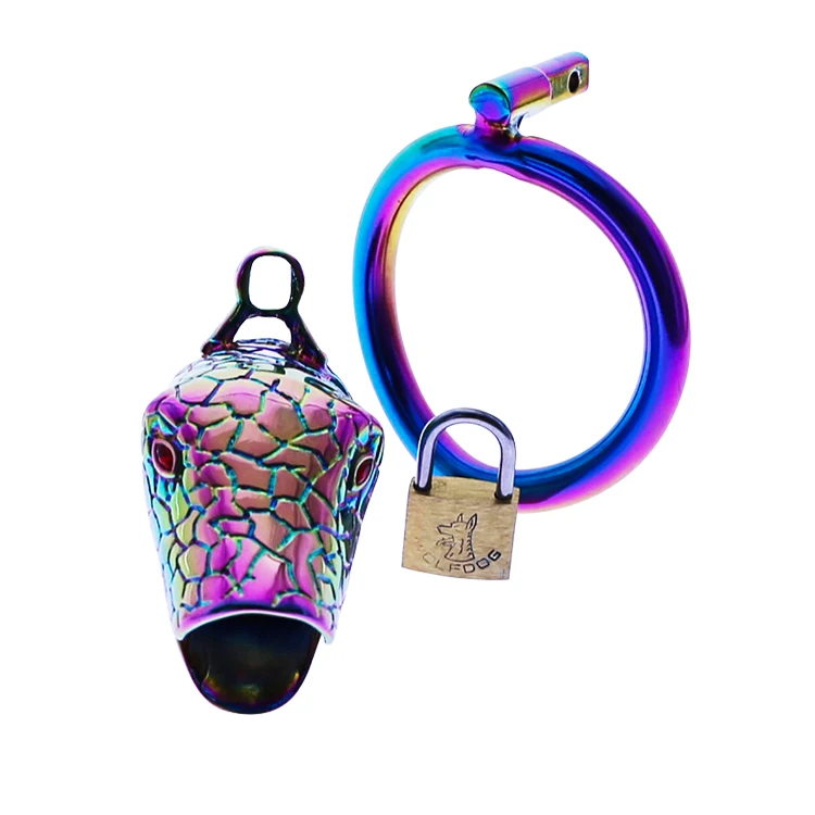 Rainbow Snake Cock cage Male Chastity Devices Stainless Steel Cock Cage  Metal Chastity Belt Penis Ring Sex Toys Cock Lock