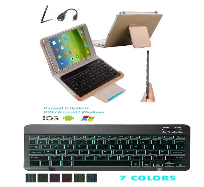 Bluetooth Tablet 7Color LED Backlit Light Keyboard Case for Huawei Mediapad M5 Lite 10.1 BAH2-W09 BAH2-L09 BAH2-W19 Cover + Pen