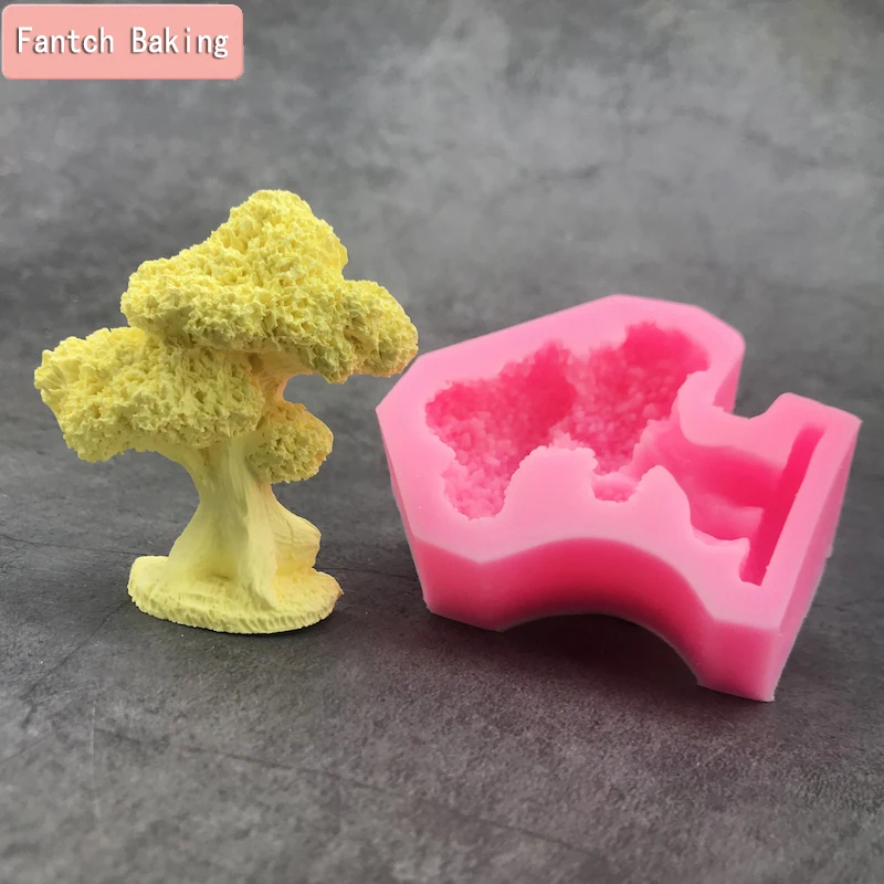 Molde de silicone para confeitaria de chocolate, árvore grande 3d, utensílio para confeitaria, festival, fondant, decoração de bolos, ferramentas diy