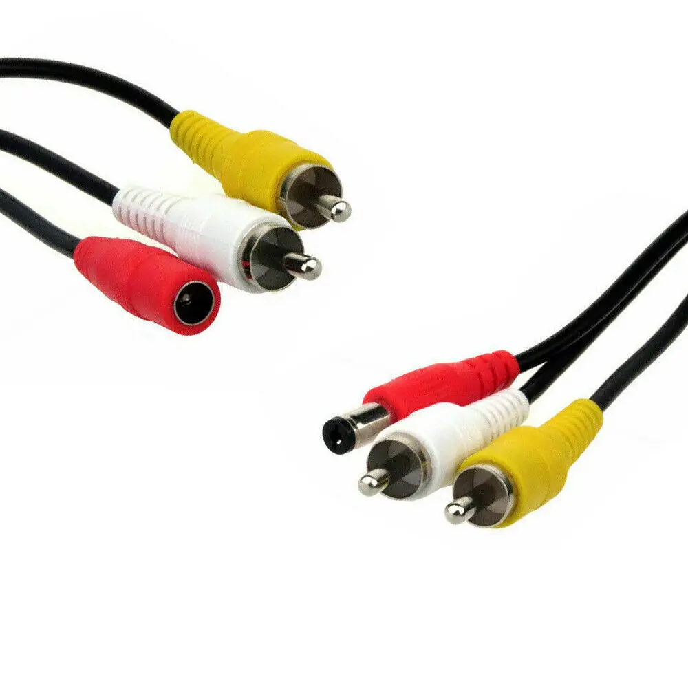 Cabo de extensão da câmera do cctv phono rca av áudio vídeo dc power lead preto 5-15m