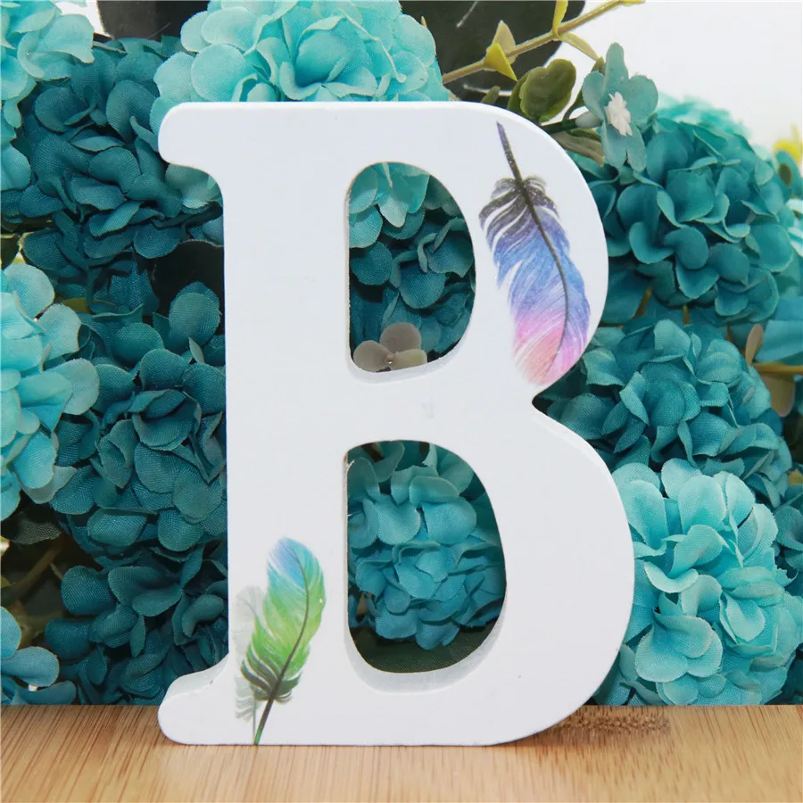 1 Piece 10X10 Cm Handmade Animal Shape Wedding Feather Wooden Letters Decoration Letters Word DIT Letter Name Design Crafts