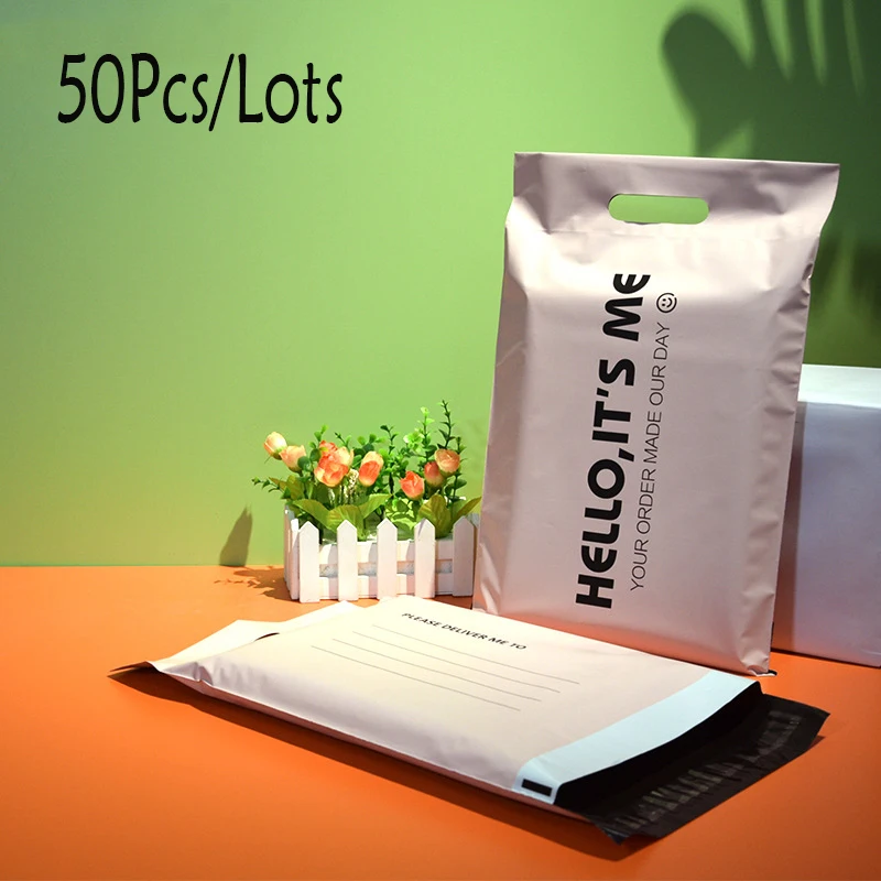 50/Pcs Custom Made Courier Mail Packaging Poly Mailer Package Plastic Self-Adhesive Mailing Bag Envelope Waterproof Shipping Bag