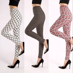 Spring and Autumn Women Leggings Diamond Check Print Push Up Fitness Slim Fashion High Waist Mujer Polyester Ankle Length Bottom