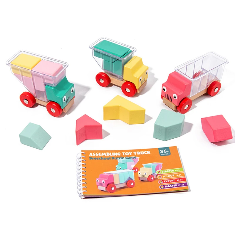 Children Learning Education Toys Assembling Toy Truck Wooden Bricks Block Preschool Puzzle Game Intellectual Challenge