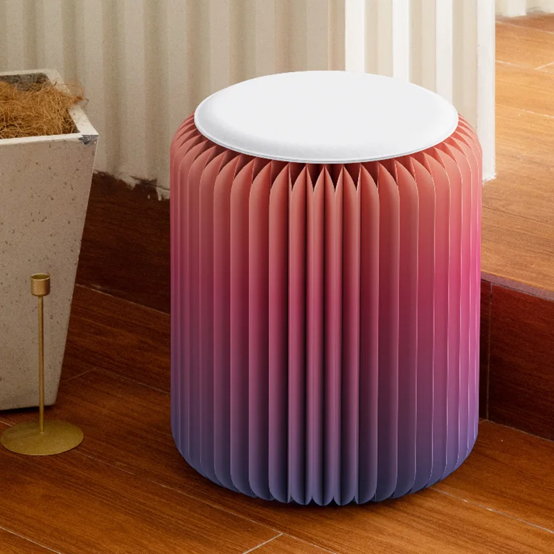 

Home Outdoor Furniture Nordic Creative Paper Folding Stool Change Shoes Circular Footstool Hallway Kitchen Living Room Chairs