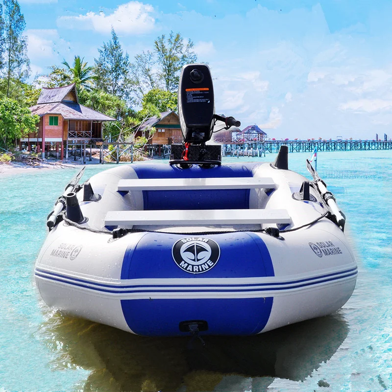 

Solar Marine 2.6M Inflatable PVC Boat Fishing Kayak Wear-resistant Air Mat Floor Canoe With Air Floor Free Accessories