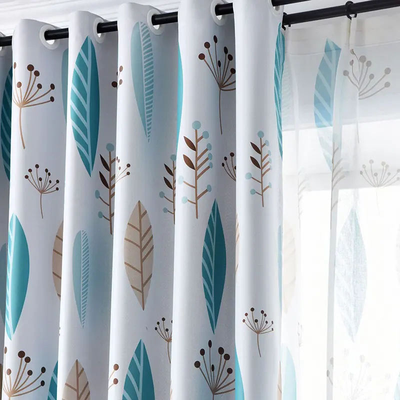 Nordic Blackout Curtains for Living Room Printed Leaf Thick Curtain Window For Bedroom Kitchen Blinds Drape Tulle and Curtains