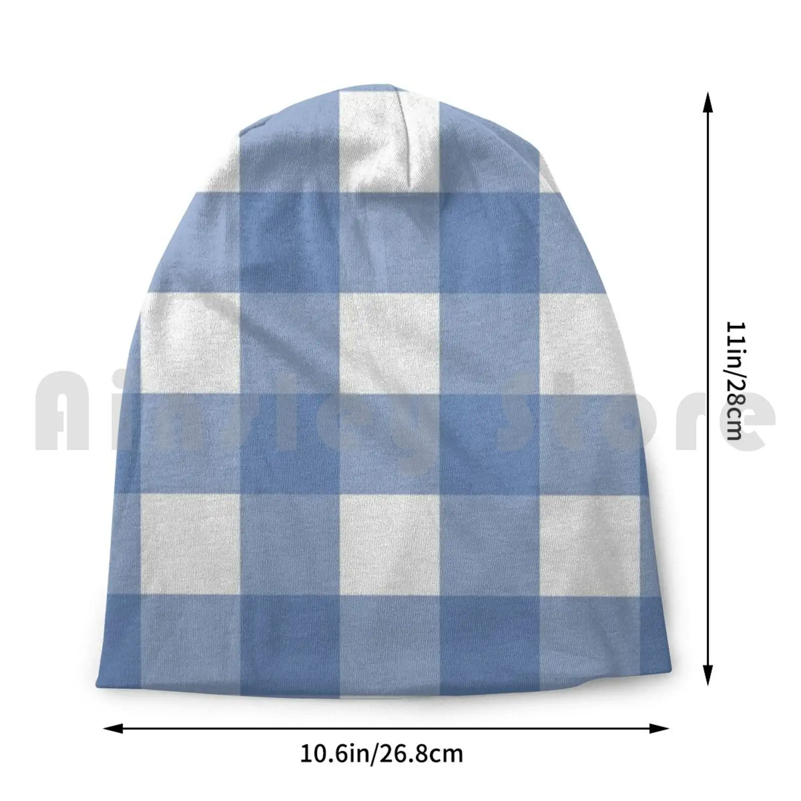Chambray Blue Buffalo Plaid Beanies Knit Hat Hip Hop Chambray Blue Buffalo Blue Checkered Blue And White image 4