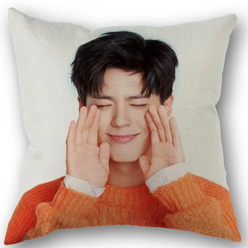 New Custom Park Bo Gum Kpop Pillowcase Cotton Linen Fabric Square Zipper Pillowcase 45X45cm Wedding Decorative Pillow cover