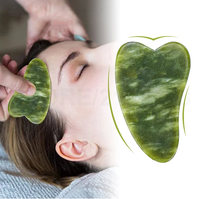 

Natural Stone Jade Gouache Massage Scraper Plate Gua Sha Neck Body Spa Massager For Face Lifting Wrinkle Remover Beauty Care 1pc