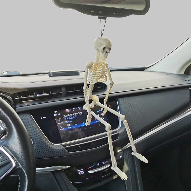 Rearview Mirror Pendant Human 40cm Skeleton Model Car Decoration Halloween Props Bones Car Interior Accessories