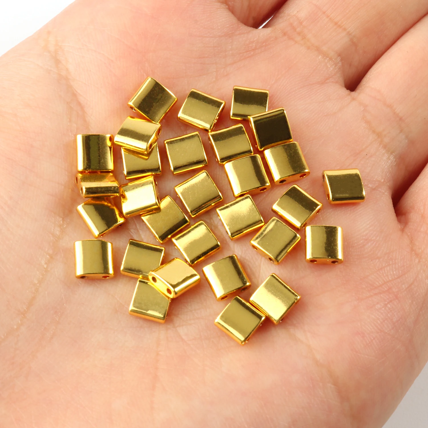Wholesale Hematite Two Hole Beads Gold Silver Color Charms Geometric Pattern Flat Beads For Bohemia Necklace Wristband Making