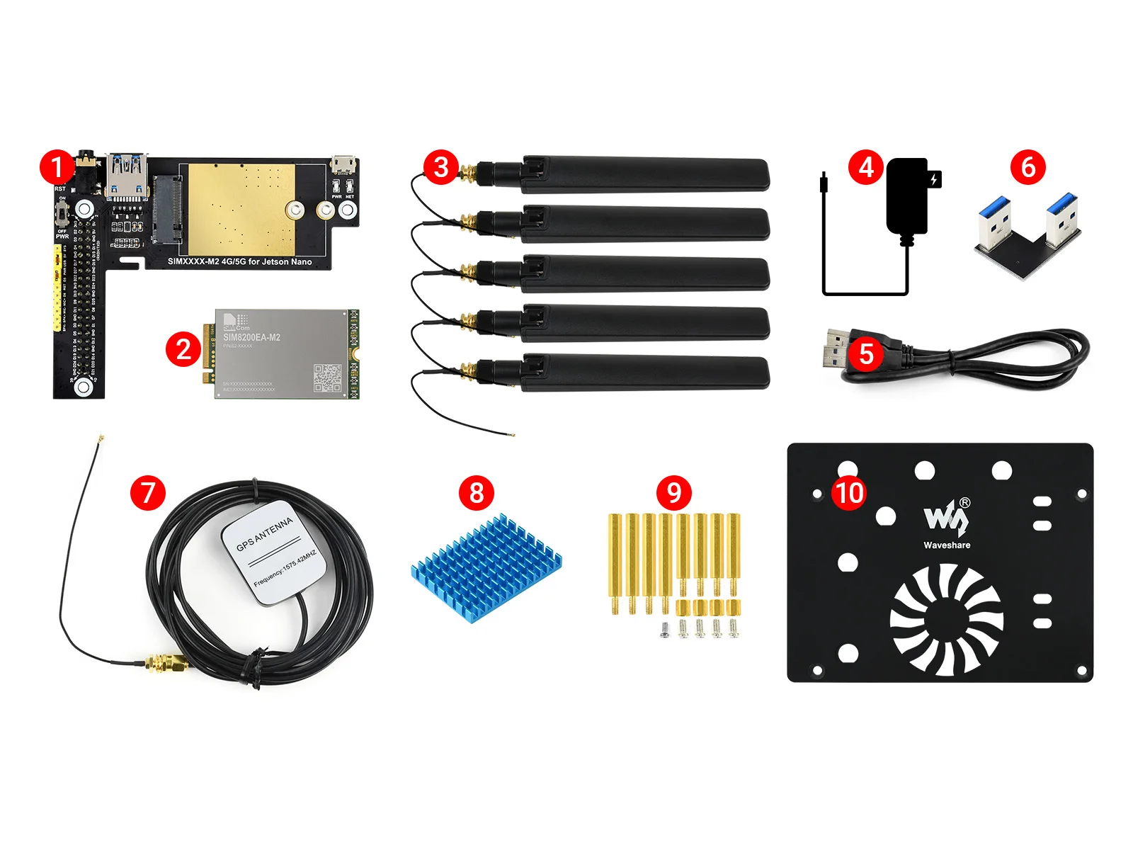 Imagem -06 - Waveshare-módulo Projetado para Jetson Nano Sim8200ea-m2 5g 4g Suporte 3g Snapdragon X55 Onboard Multi Mode Multi Band